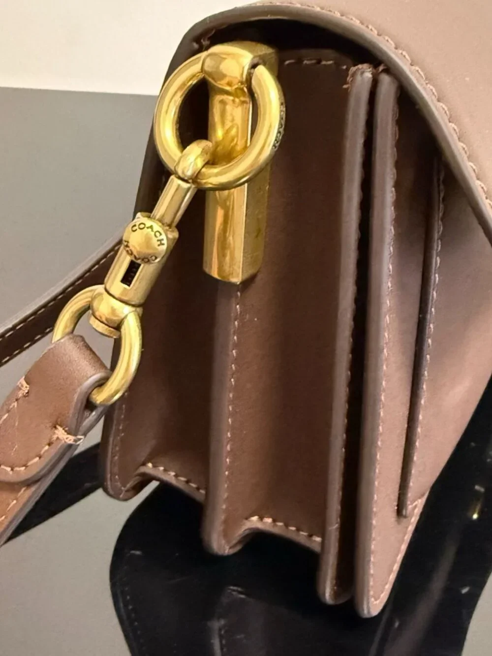 Coach Brown Leather Shoulder Bag with Signature Hardware